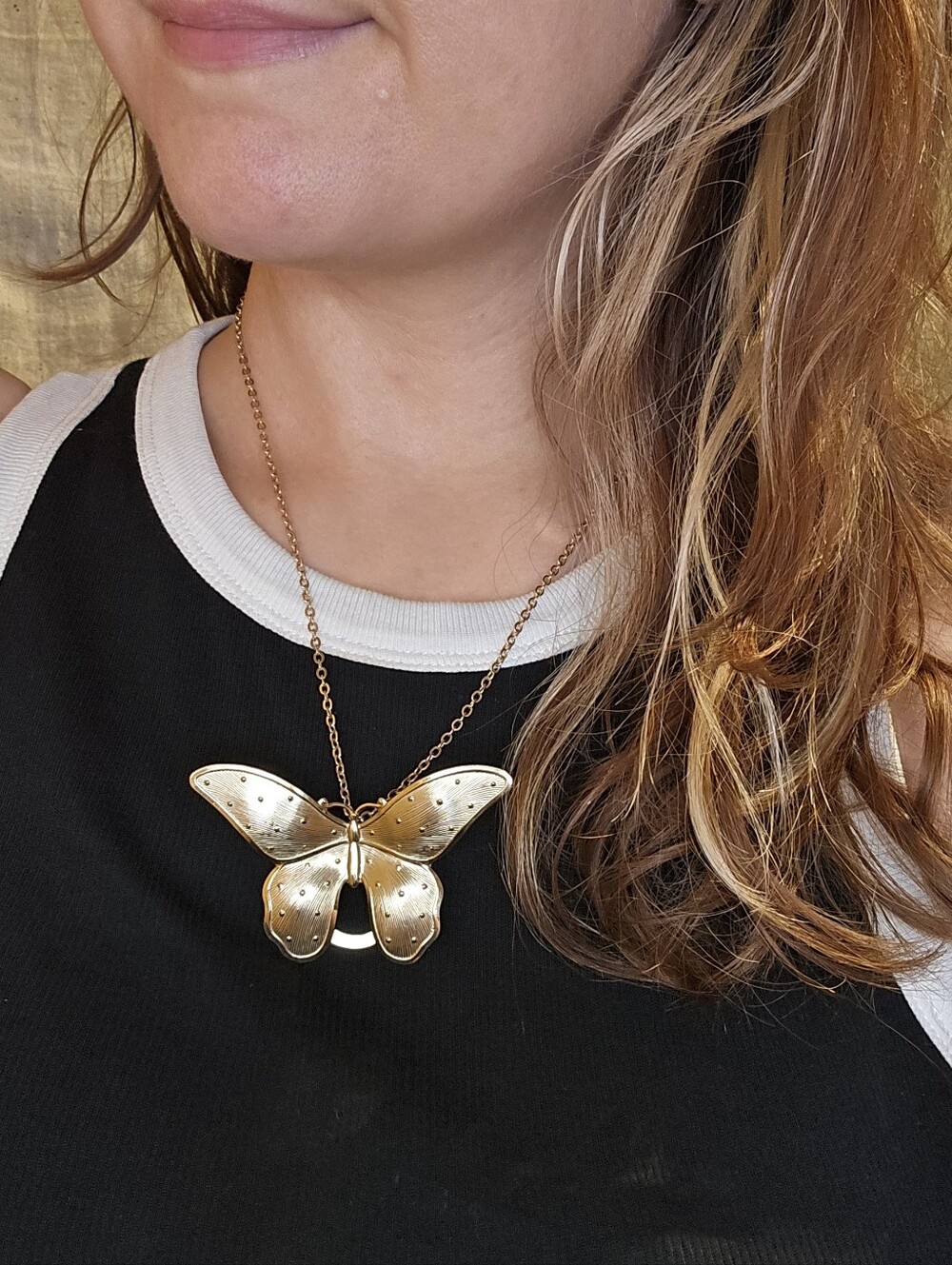 Gold Dainty Chain Butterfly Necklace Fairycore Pendant/Scarf Clip/Brooch Combo - Picture 3 of 6